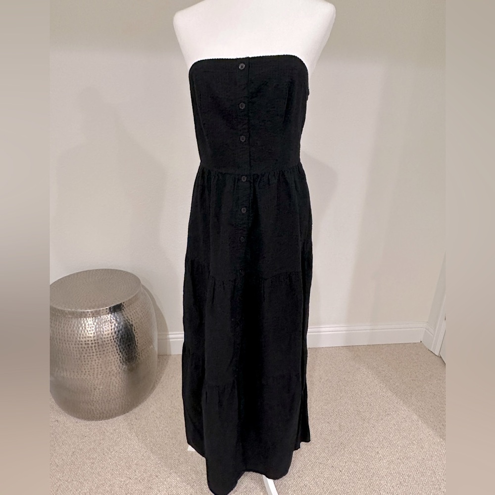 Loft Beach Strapless Button Down Maxi Dress